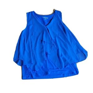 Soft Surroundings Shirt Top Womens Small Royal Blue Sleeveless Flowy Career